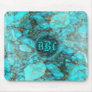 Turquoise Monogram Initials CustomizeABLEs Mouse Mat