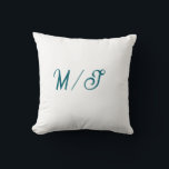 Turquoise monogram wedding couple name simple styl cushion<br><div class="desc">design</div>