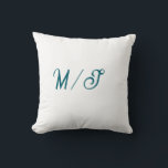 Turquoise monogram wedding couple name simple styl cushion<br><div class="desc">design</div>