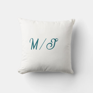Turquoise monogram wedding couple name simple styl cushion