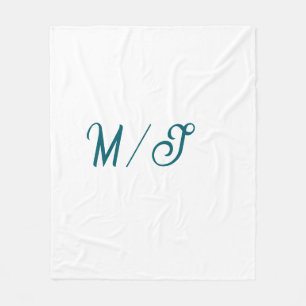 Turquoise monogram wedding couple name simple styl fleece blanket