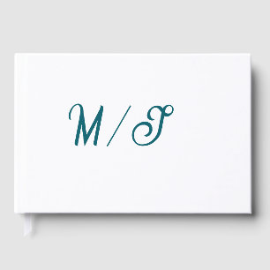 Turquoise monogram wedding couple name simple styl guest book