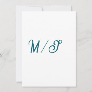 Turquoise monogram wedding couple name simple styl invitation