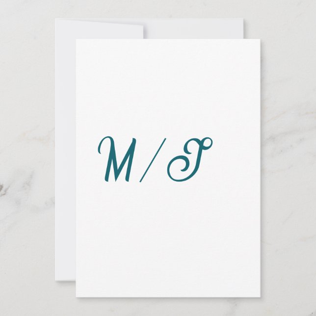 Turquoise monogram wedding couple name simple styl invitation (Front)