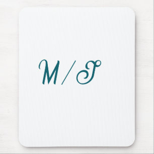 Turquoise monogram wedding couple name simple styl mouse mat