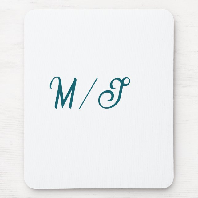 Turquoise monogram wedding couple name simple styl mouse mat (Front)