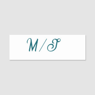 Turquoise monogram wedding couple name simple styl tag