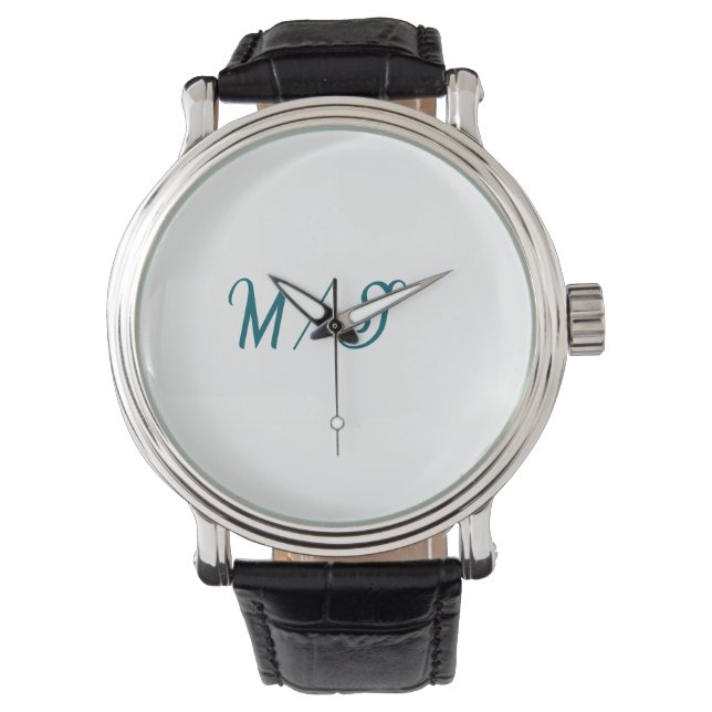 Turquoise monogram wedding couple name simple styl watch (Front)