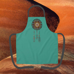 Turquoise Monogrammed Apron with Dreamcatcher