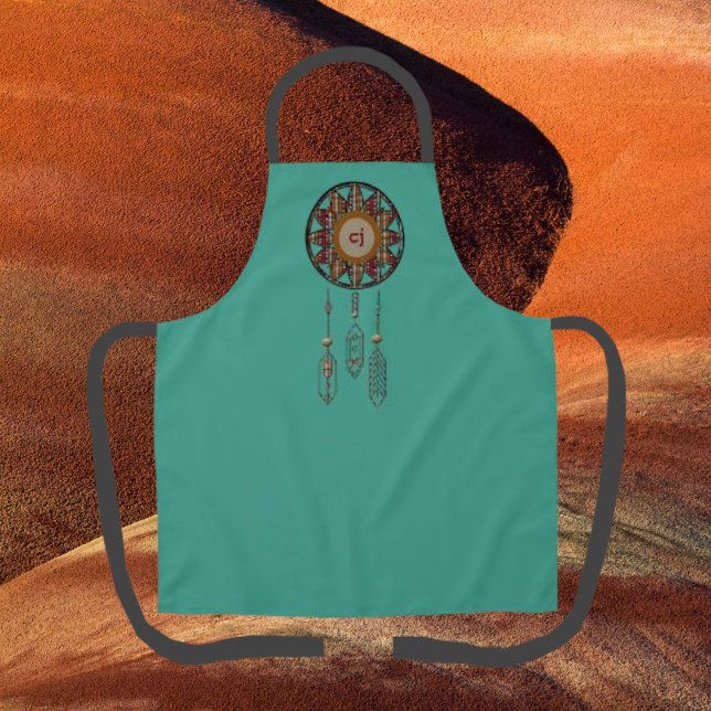 Turquoise Monogrammed Apron with Dreamcatcher (Creator Uploaded)