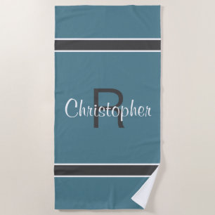 Turquoise Monogrammed Name Initial Beach Lover's Towel