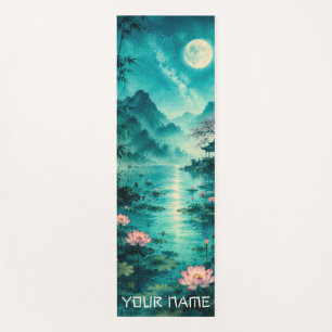 Turquoise Moon over Lotus Lake Yoga Mat