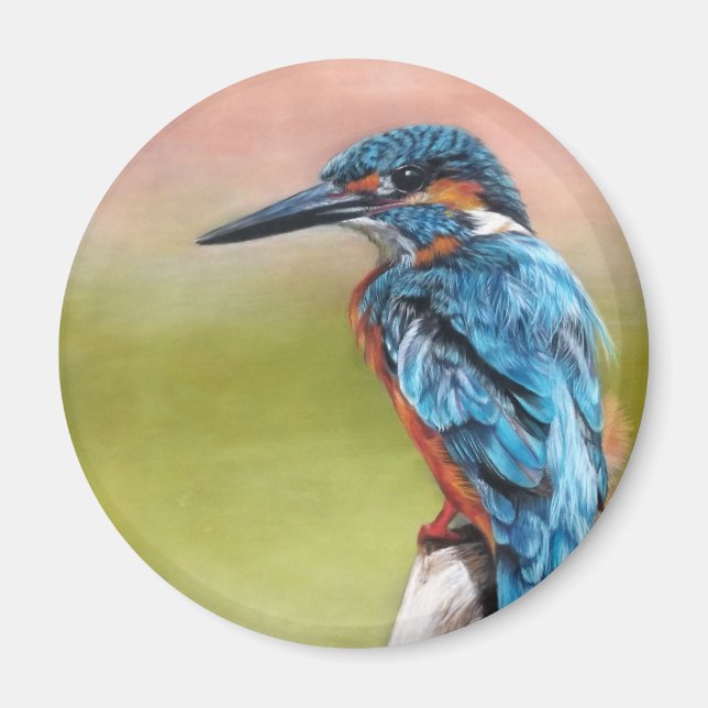 Turquoise Morning Kingfisher Bird Magnet (Front)