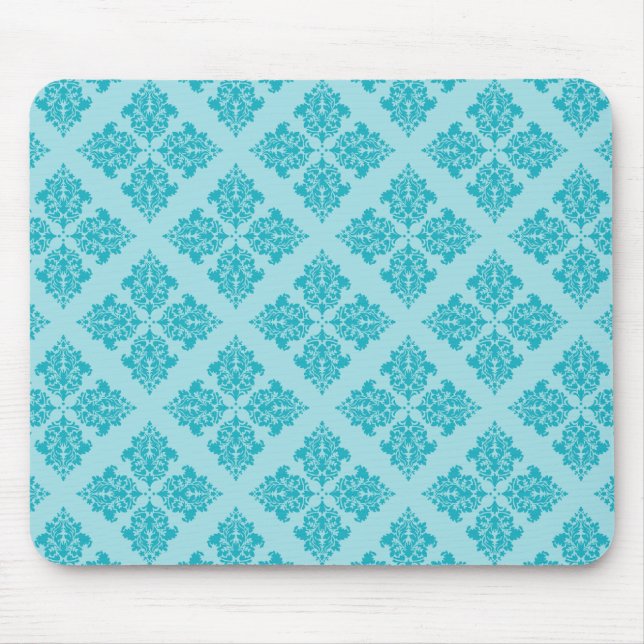 Turquoise Moroccan Damask Mouse Mat (Front)