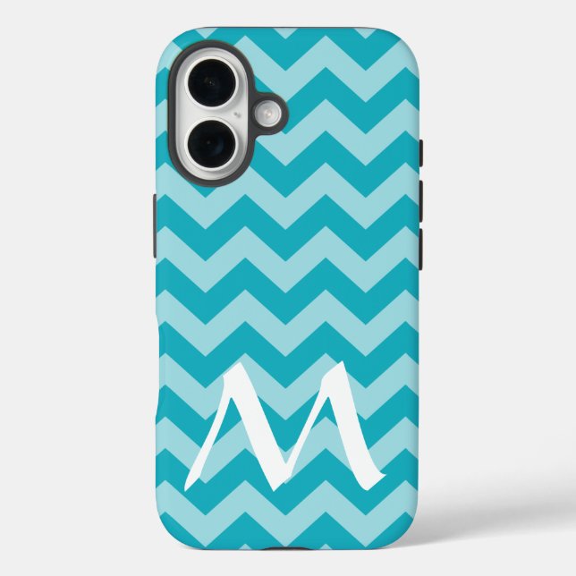 Turquoise Moroccan Moods Chevrons with Monogram Case-Mate iPhone Case (Back)