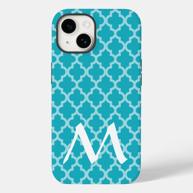 Turquoise Moroccan Moods Quatrefoil Case-Mate iPhone Case (Back)