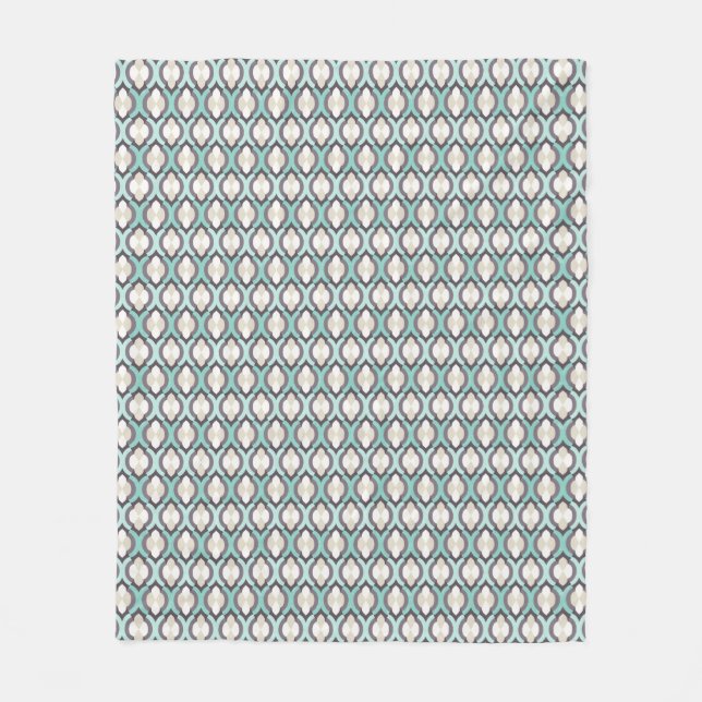 Turquoise Moroccan Pattern Fleece Blanket (Front)