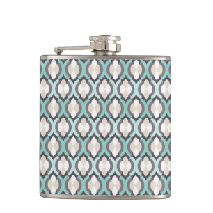 Turquoise Moroccan Pattern Hip Flask