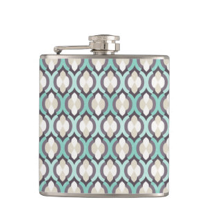Turquoise Moroccan Pattern Hip Flask