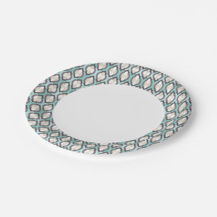 Turquoise Moroccan Pattern Paper Plate