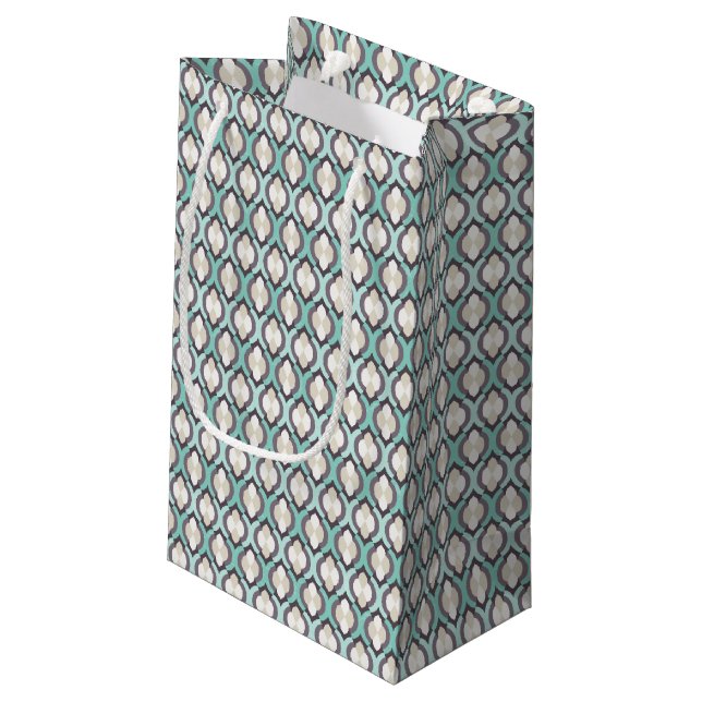 Turquoise Moroccan Pattern Small Gift Bag (Back Angled)