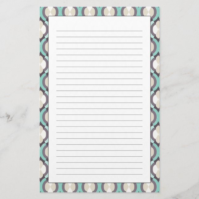 Turquoise Moroccan Pattern Stationery (Front)