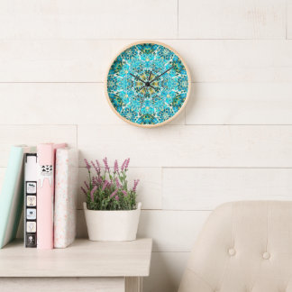 Turquoise mosaics 1 pattern clock