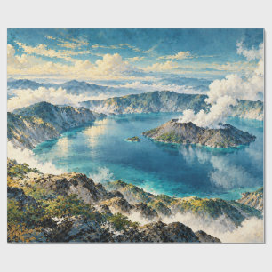 Turquoise Mountain Lake Landscape Wrapping Paper