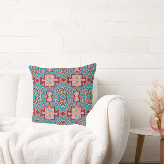 Turquoise Multi Tribal Inspired Shapes Cushion