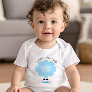 Turquoise Mummy’s Little Lamb Baby Boy Cute Simple Bodysuit
