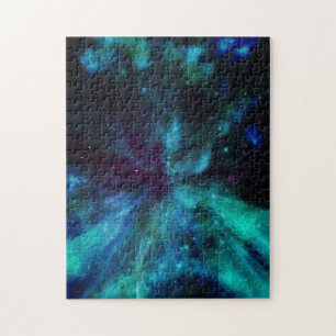 Turquoise N Blue Nebula and Stars Jigsaw Puzzle