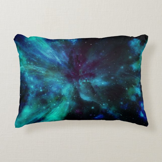 Turquoise N Purple Nebula Decorative Cushion (Front)