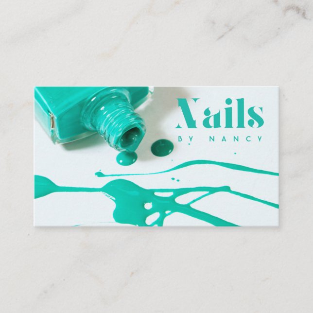turquoise Nail Salon Manicurist Polish Bottle Business Card (Front)