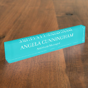 Turquoise Name and Job Title Nameplate