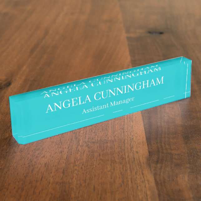 Turquoise Name and Job Title Nameplate (Side)