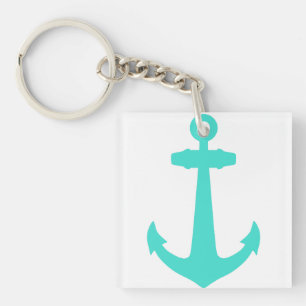 Turquoise Nautical Anchor Key Ring