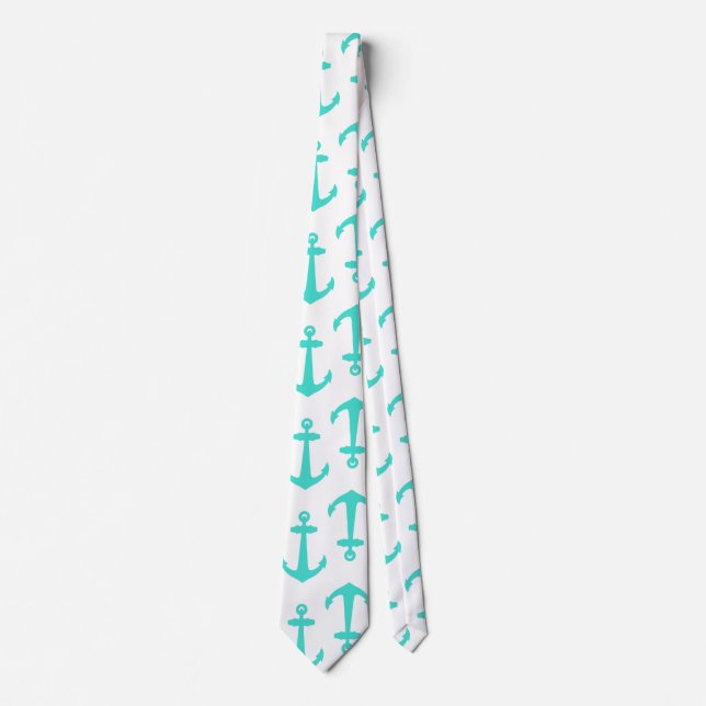 Turquoise Nautical Anchor Tie (Front)