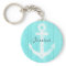 Turquoise nautical boat anchor keychain with name