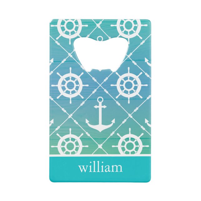 Turquoise Nautical Pattern monogram design (Front)