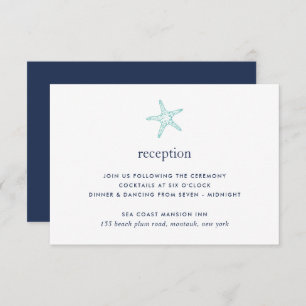 Turquoise & Navy Starfish Reception Card