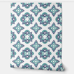 turquoise navy & white wallpaper