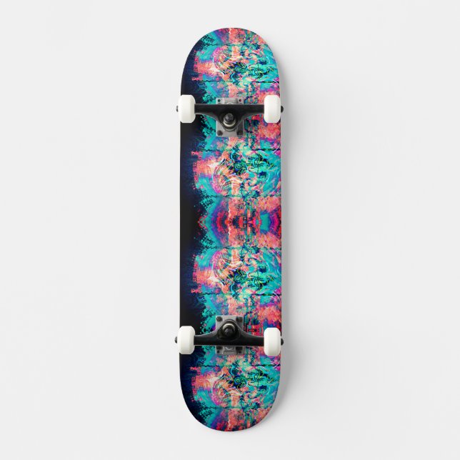 Turquoise Neon Melt Skateboard (Front)