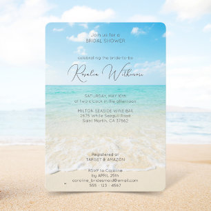 turquoise Ocean A Beach paradise bridal shower Invitation