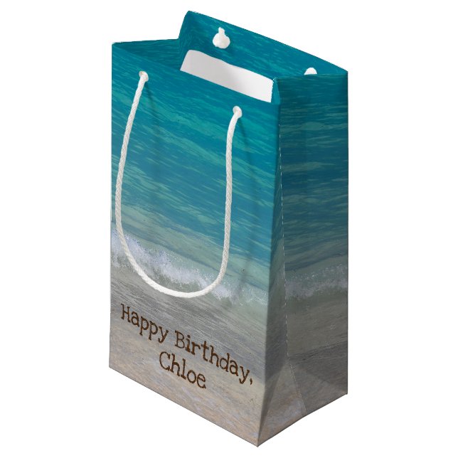 Turquoise ocean and beach small gift bag (Front Angled)