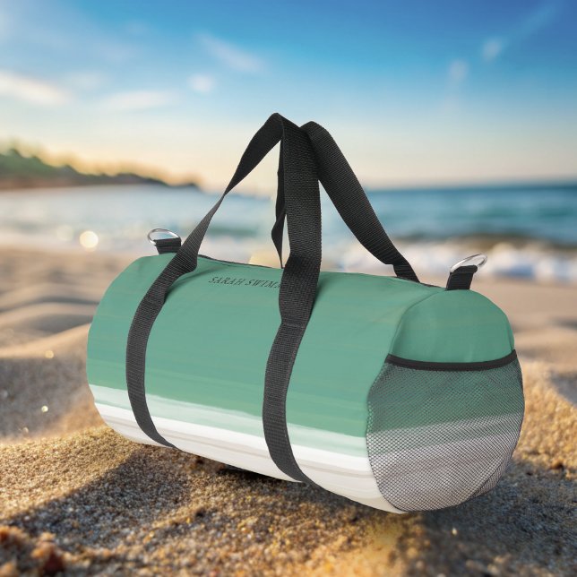 Turquoise Ocean Beach Custom Swim Duffle Bag (Perfect bag for your swim stuff. Just add your name)