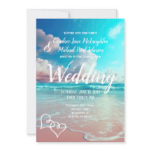 Turquoise Ocean Beach Heart Wedding Template