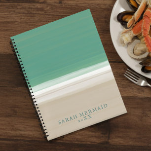 Turquoise Ocean Beach Modern Recipe Book