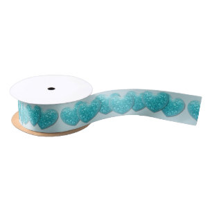 turquoise ocean hearts ribbon satin ribbon