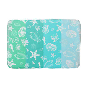 Turquoise ocean pattern bath mat