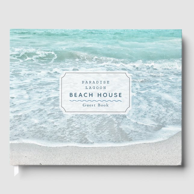 Turquoise Ocean Photo Beach House Vacation Rental Guest Book (Front)